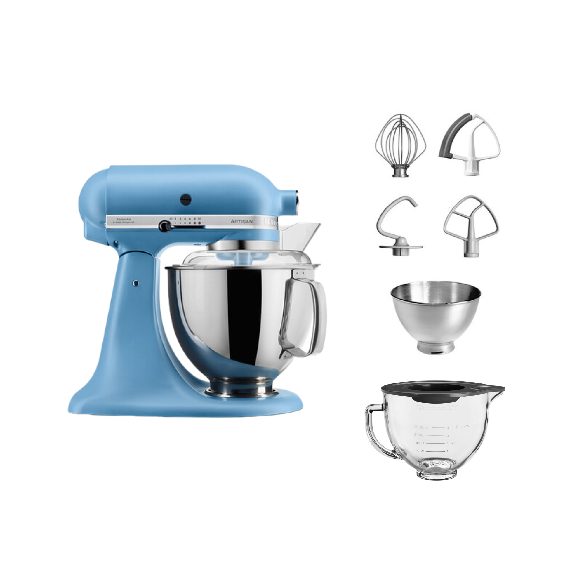 KitchenAid 4,8 L 5KSM175 Artisan Küchenmaschine Glasset mit Glasschüssel
