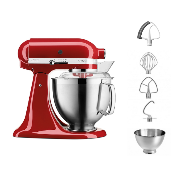 KitchenAid 4,8 L 5KSM185 Artisan Küchenmaschine Flexiset Artisan + Flexirührer