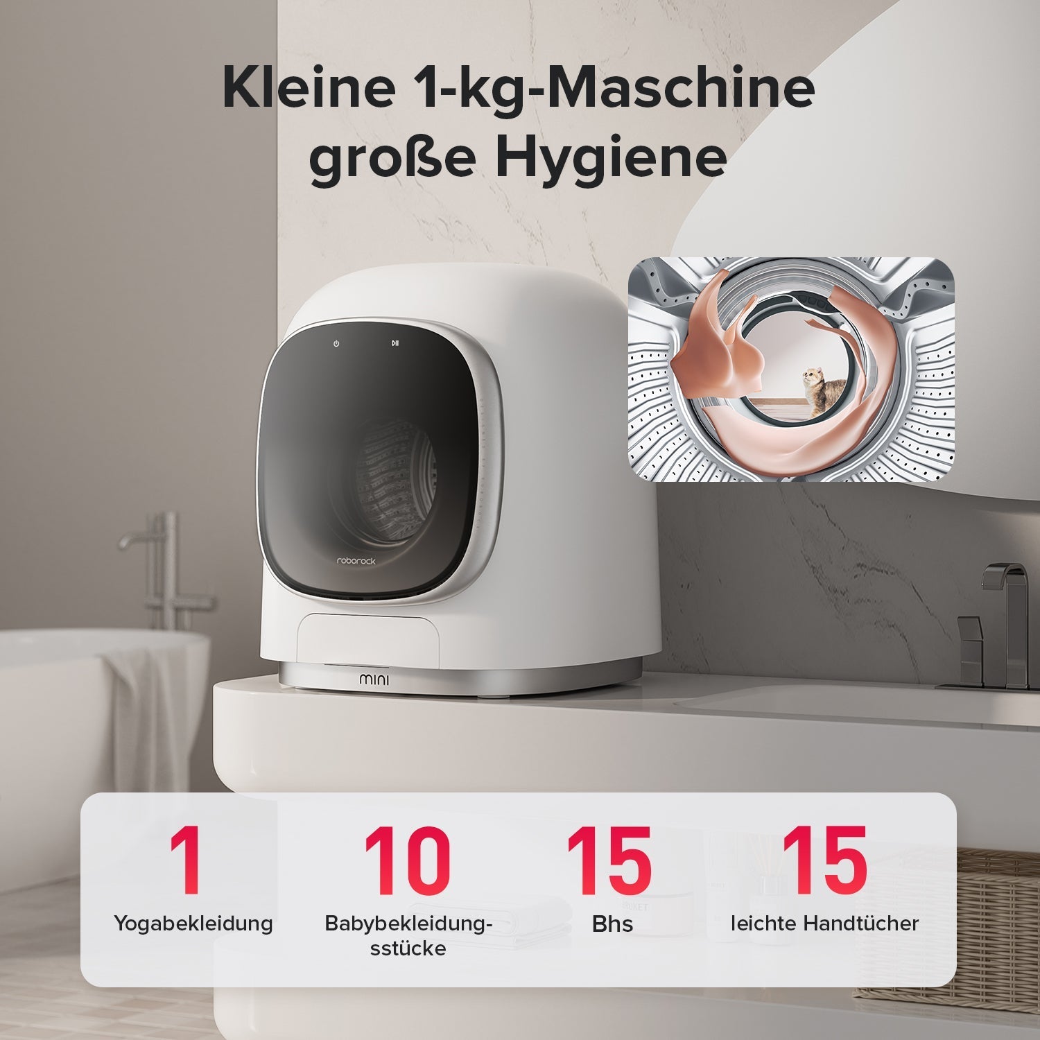 Roborock Zeo Mini Waschtrockner mit der Zeo-Cycle® Trocknungstechnologie