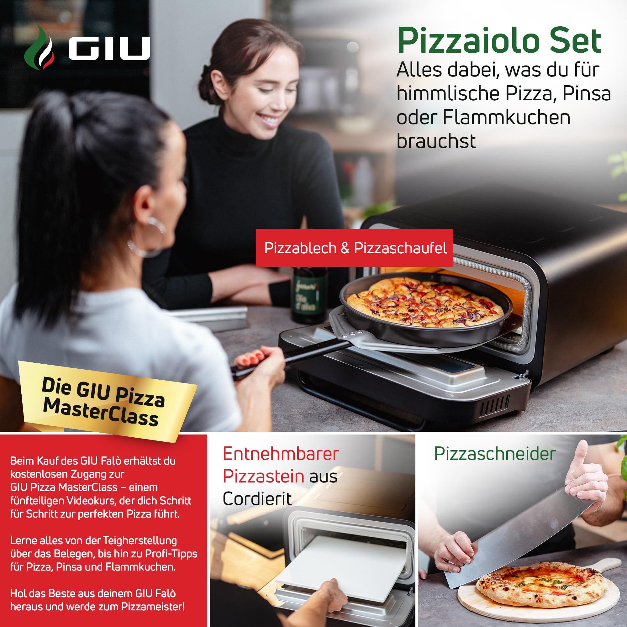 Elektrischer Pizzaofen - Starker Elektro-Ofen fรผr neapolitanische Pizza | Backofen, Pizzaofen, elektrisch, Electric Oven | รber 400 Grad FusionHeat-Tech | Genieรe Steinofen-Geschmack Zuhause | GIU