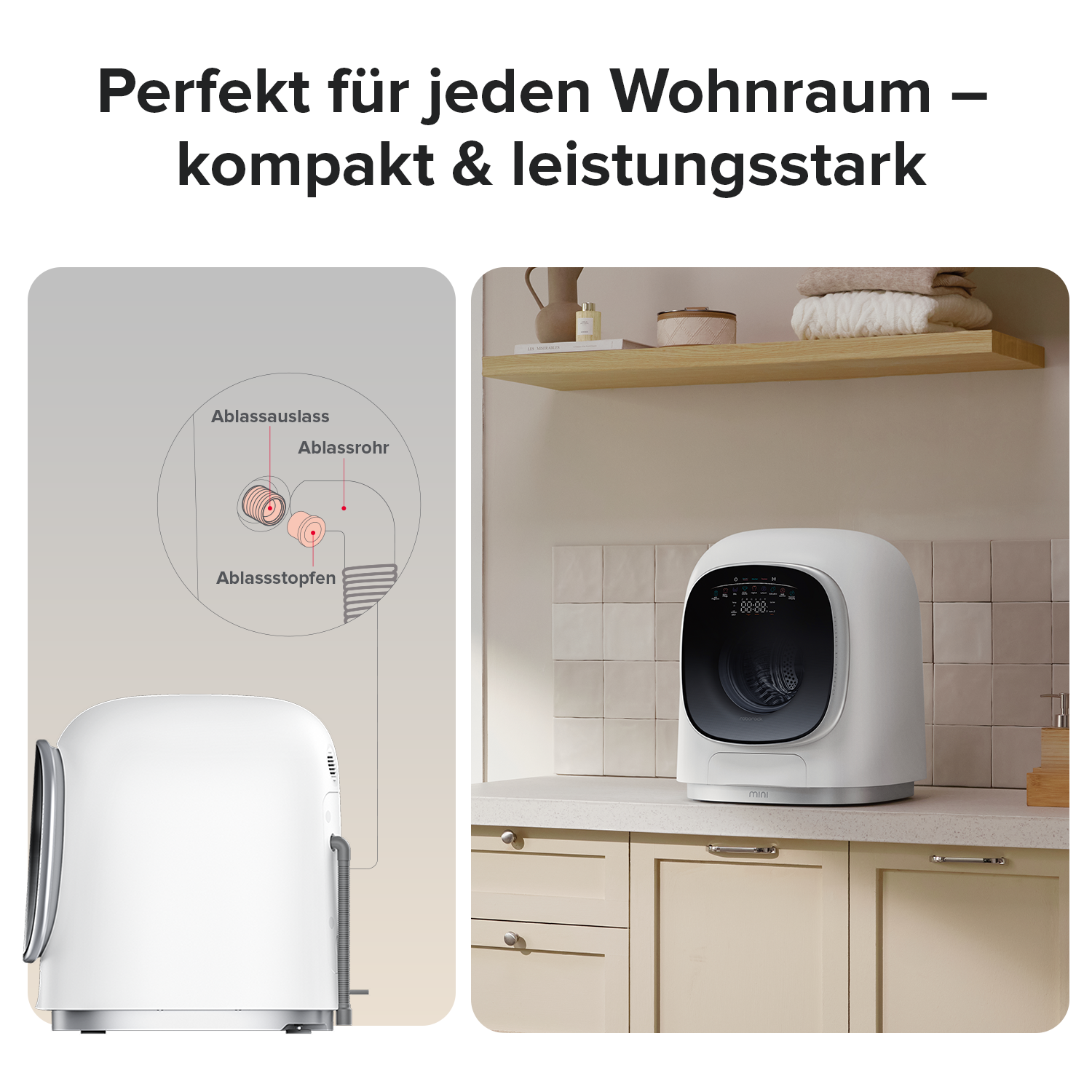 Roborock Zeo Mini Waschtrockner mit der Zeo-Cycle® Trocknungstechnologie