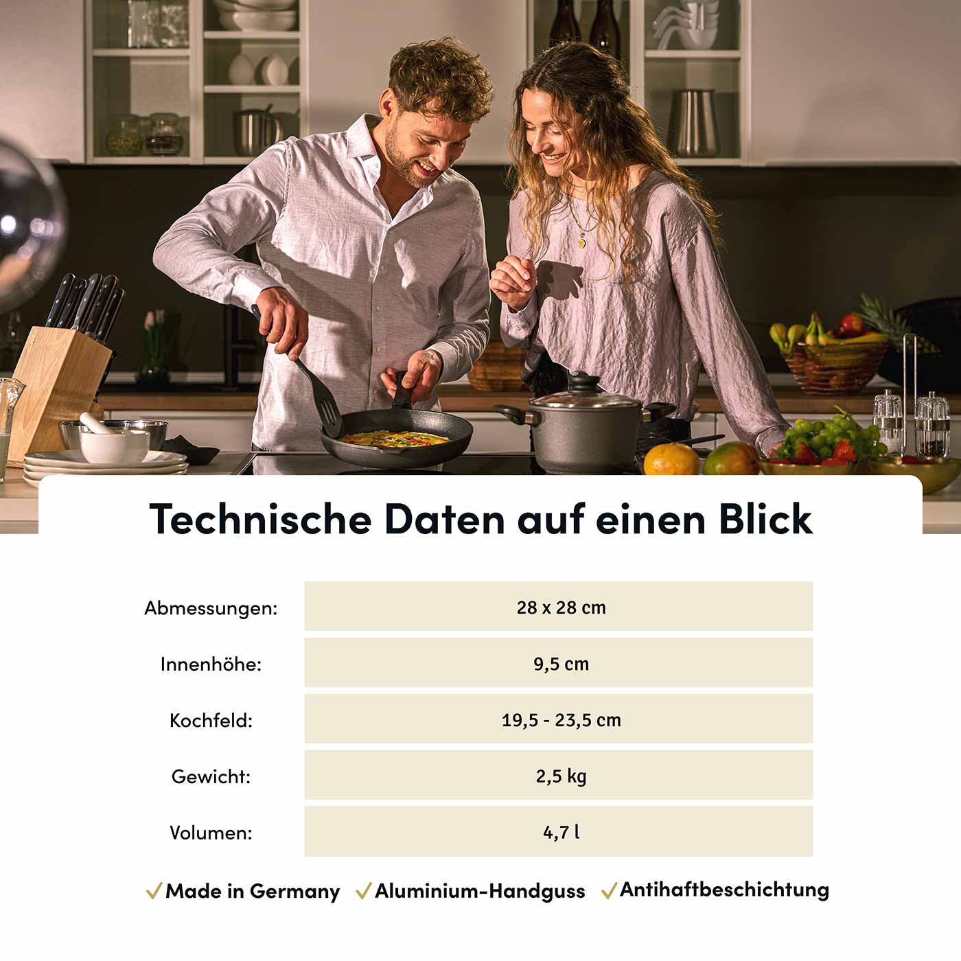 Bräter eckig 28x28 cm I Deckel optional