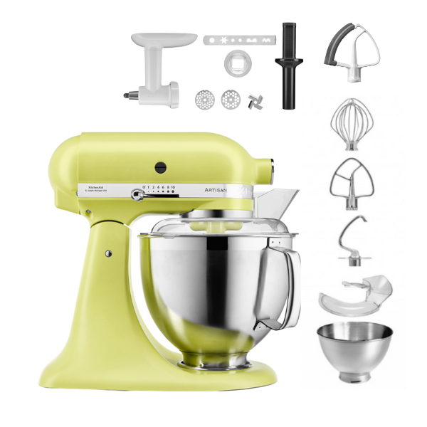 KitchenAid 4,8 L 5KSM185 Artisan Küchenmaschine Cookielover Artisan Fleischwolf+Spritzgebäck+Flexirührer