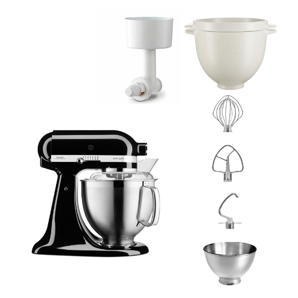 KitchenAid 4,8 L 5KSM185 Artisan Küchenmaschine Breadlover Messerschmidt Getreidemühlenvorsatz, Brotbackschüssel