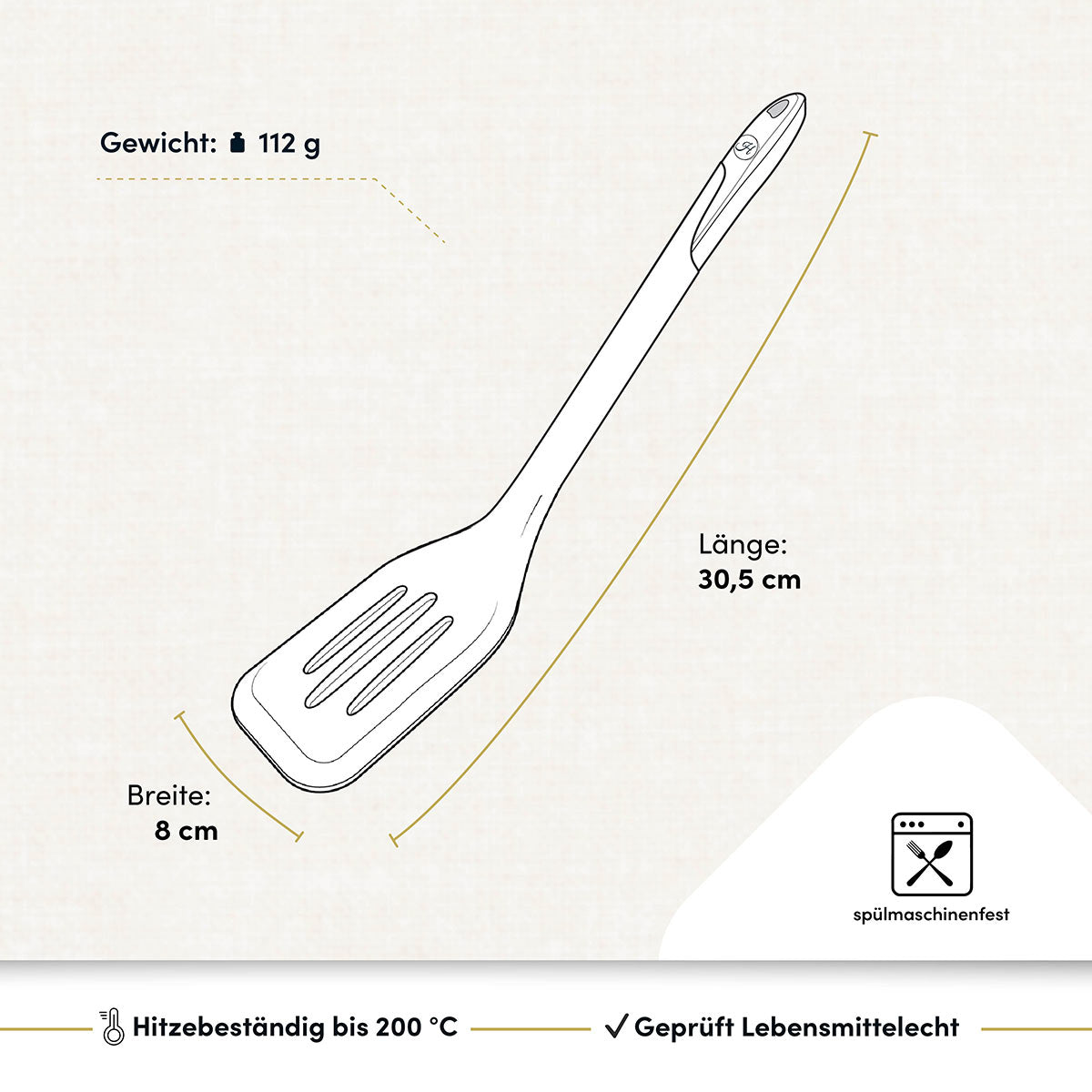 Pfannenwender mit robustem Edelstahlkern